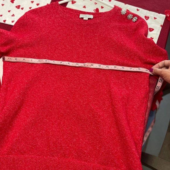 Loft Outlet Red Sz Med with Rhinestones on shoulder - Picture 14 of 14